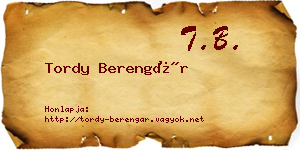 Tordy Berengár névjegykártya